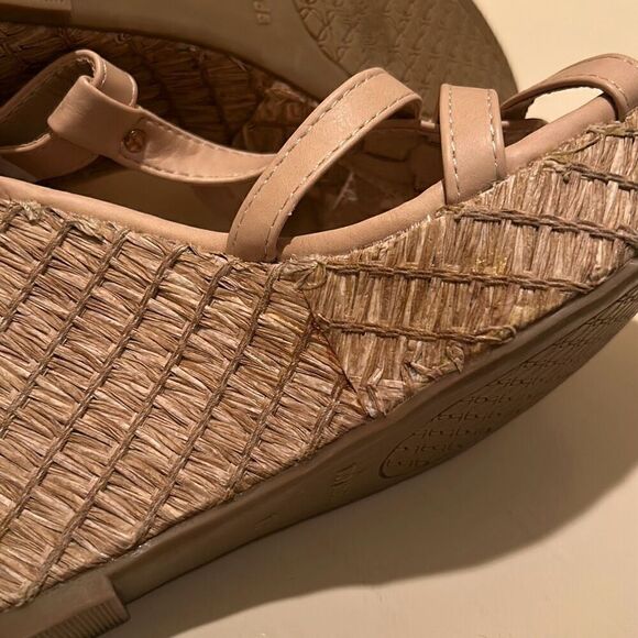 Top Moda Women's 10 Strappy Espadrille Platform Wedge Sandals Blush And Tan New - Picture 11 of 14